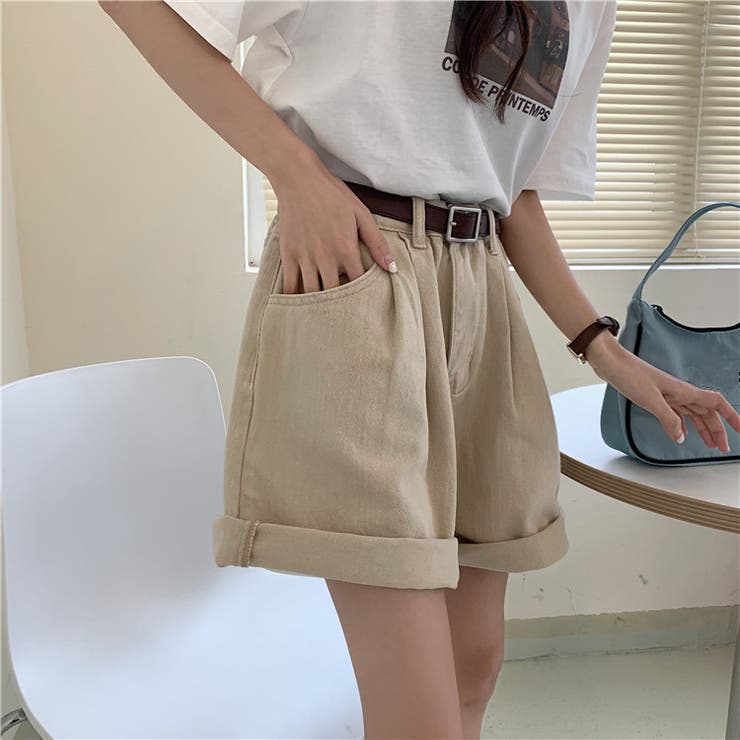 タック入り デニムショートパンツ[品番：ABIW0000210