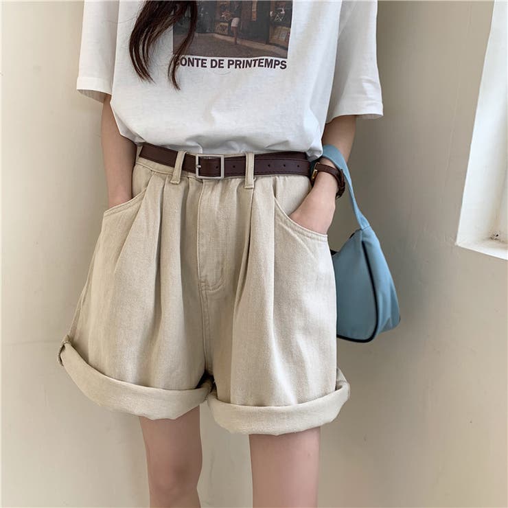 タック入り デニムショートパンツ[品番：ABIW0000210