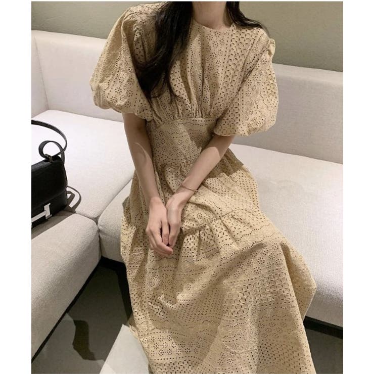 透け感カットワークレースワンピース[品番：ABIW0000347