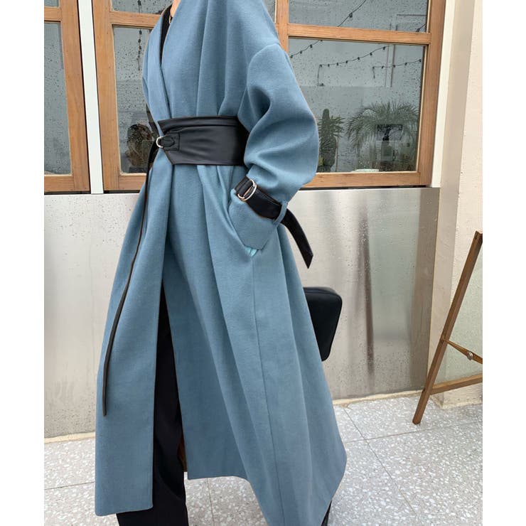 ベージュ フリース ロングコート ベルト付き HYKE - HYKE ハイク ベルト付き ライナー付き ロング トレンチ