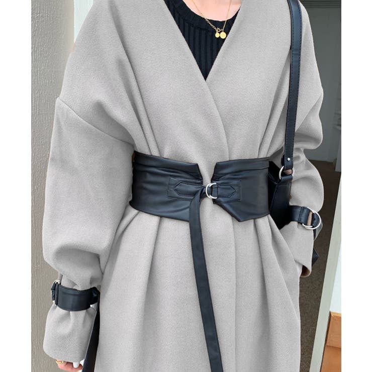 【古着】ベルト付き ロングコート Nigel Cabourn (白/アイボリー) ベーシックセーラーカラートレンチロングコート｜コート｜韓国