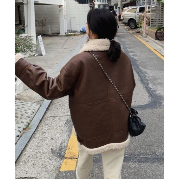 フェイクレザーボアブルゾン