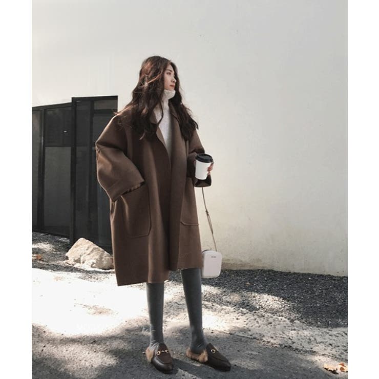 【URU】ウル チェスターコート バーガンディー サイズ1 17AW HUG.U チェスターコート レディース アウター コート 黒 ロング