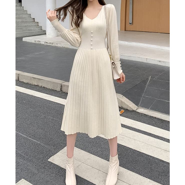 ウエストマークリブニットワンピース[品番：ABIW0001025]｜ABITOKYO