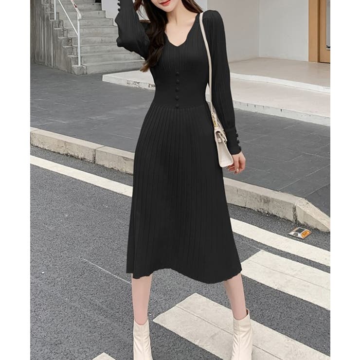 ウエストマークリブニットワンピース[品番：ABIW0001025]｜ABITOKYO