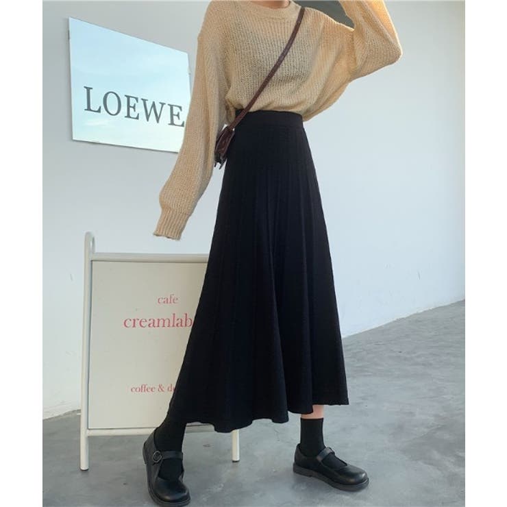 ステッチライン入りロングフレアスカート[品番：ABIW0000790