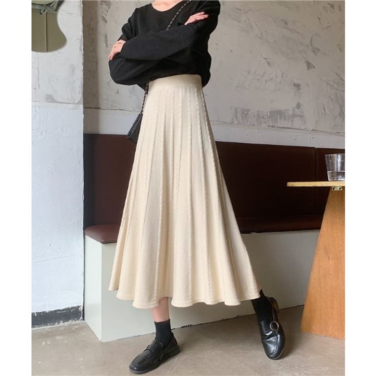 ステッチライン入りロングフレアスカート[品番：ABIW0000790