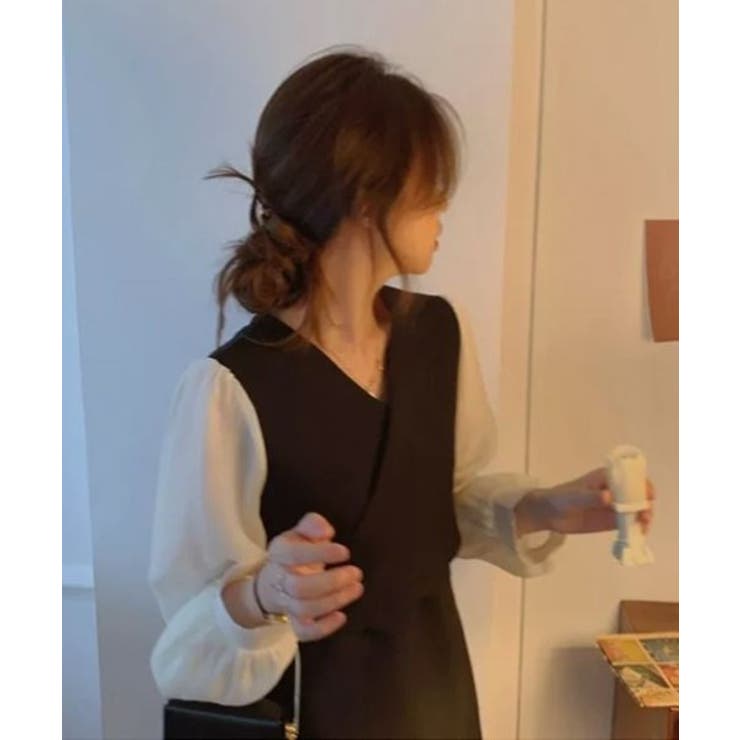 ボリュームシフォン袖ドッキングチュニックワンピース | ABITOKYO  | 詳細画像14 