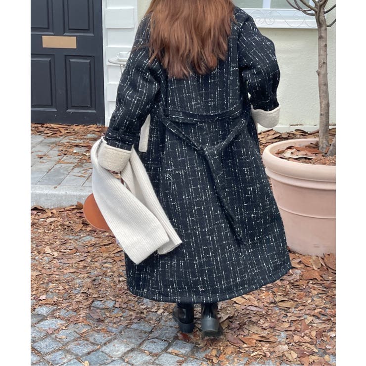 ボアドッキングチェック柄ロングコート[品番：ABIW0009152]｜Diosfront