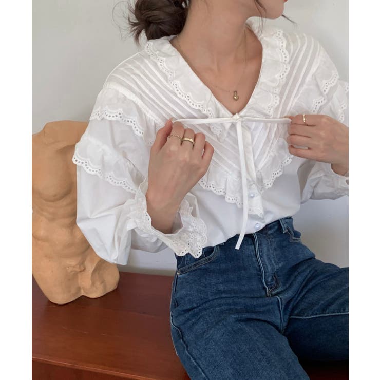 ボリューム袖フリルブラウス[品番：ABIW0009453]｜Diosfront（ディオス