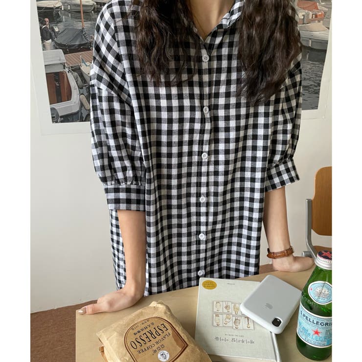 arts & science ギンガムチェック　ロングシャツワンピース シャツワンピース 長袖 ギンガムチェック レディース ロング
