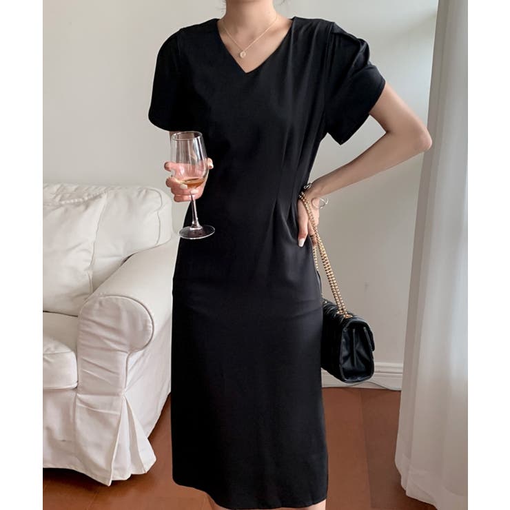 袖タックvネックロングワンピース 品番 Abiw Diosfront ディオスフロント のレディースファッション通販 Shoplist ショップリスト
