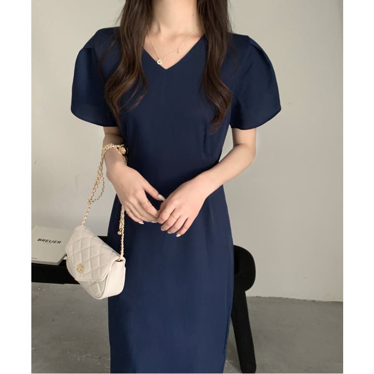 袖タックvネックロングワンピース 品番 Abiw Diosfront ディオスフロント のレディースファッション通販 Shoplist ショップリスト