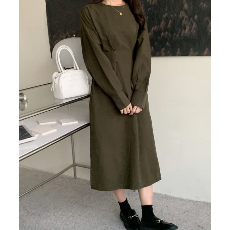 サイドスリットウエスト切り替えロングワンピース[品番：ABIW0009500