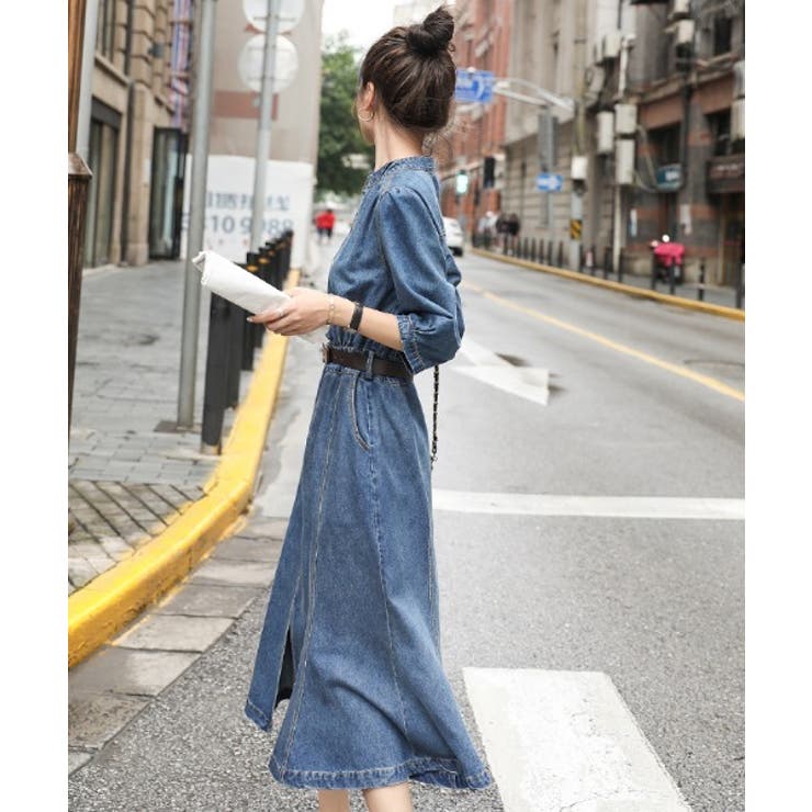 センタースリットスタンドネックデニムフレアワンピース 品番 Abiw Abitokyo アビトーキョー のレディースファッション通販 Shoplist ショップリスト