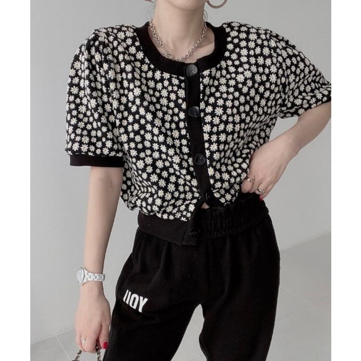 スタンドネック花柄ショルダーブラウス[品番：ABIW0000848