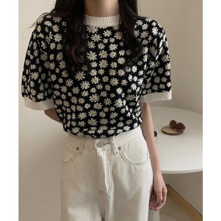 花柄クルーネックブラウス[品番：ABIW0000859]｜ABITOKYO （アビ