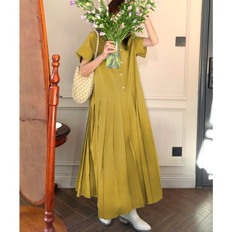 新品タグ付き カレンミレン プリーツキモノスリーブマキシドレス ワンピース L 新品タグ付き カレンミレン プリーツキモノスリーブマキシドレス