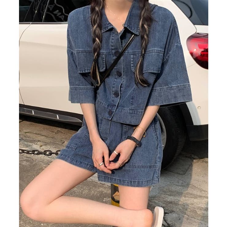 ハーフスリーブデニムルーズシャツ ショートパンツセットアップ 品番 Abiw Abitokyo アビトーキョー のレディースファッション通販 Shoplist ショップリスト