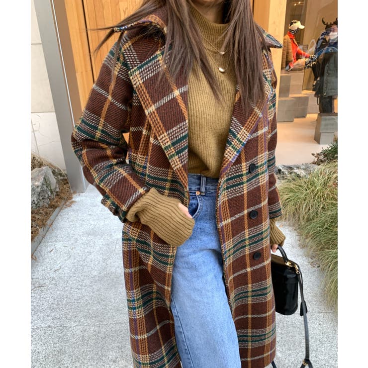 ウエストマークチェック柄チェスターコート[品番：ABIW0009321