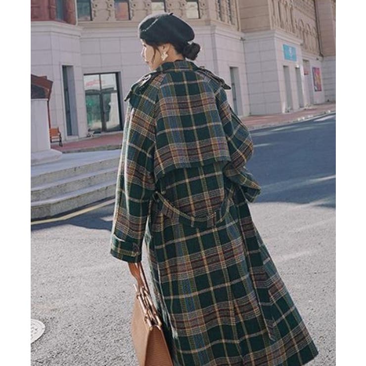 ウエストマークチェック柄チェスターコート[品番：ABIW0009321