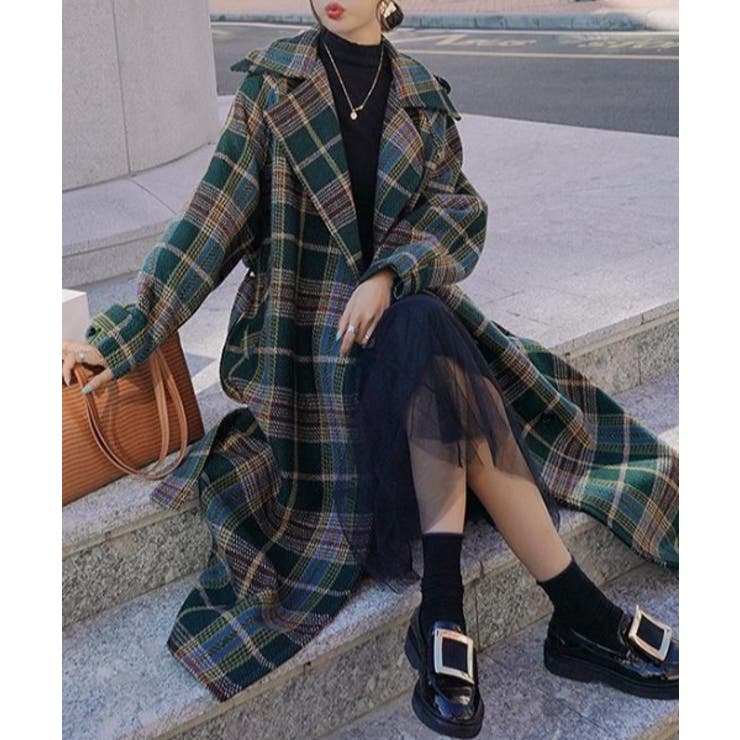 ウエストマークチェック柄チェスターコート[品番：ABIW0009321