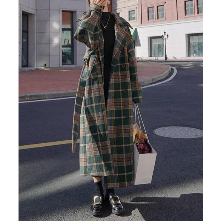 ウエストマークチェック柄チェスターコート[品番：ABIW0009321