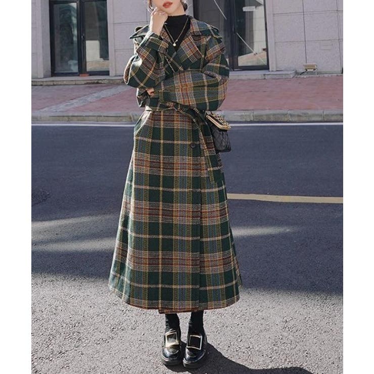 ウエストマークチェック柄チェスターコート[品番：ABIW0009321