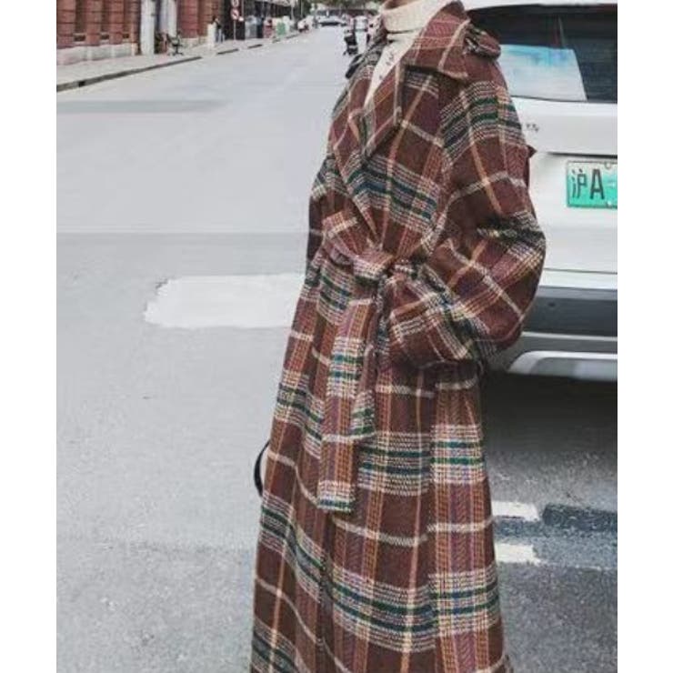 ウエストマークチェック柄チェスターコート[品番：ABIW0009321