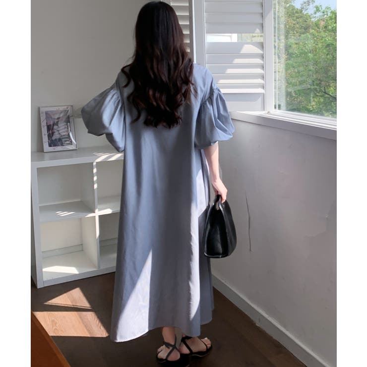 ARMEN ブラウン ストライプ 七分袖 ワンピース ARMEN ブラウン ストライプ 七分袖 ワンピース