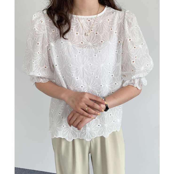 花柄カットワークレースブラウス[品番：ABIW0009588]｜ABITOKYO