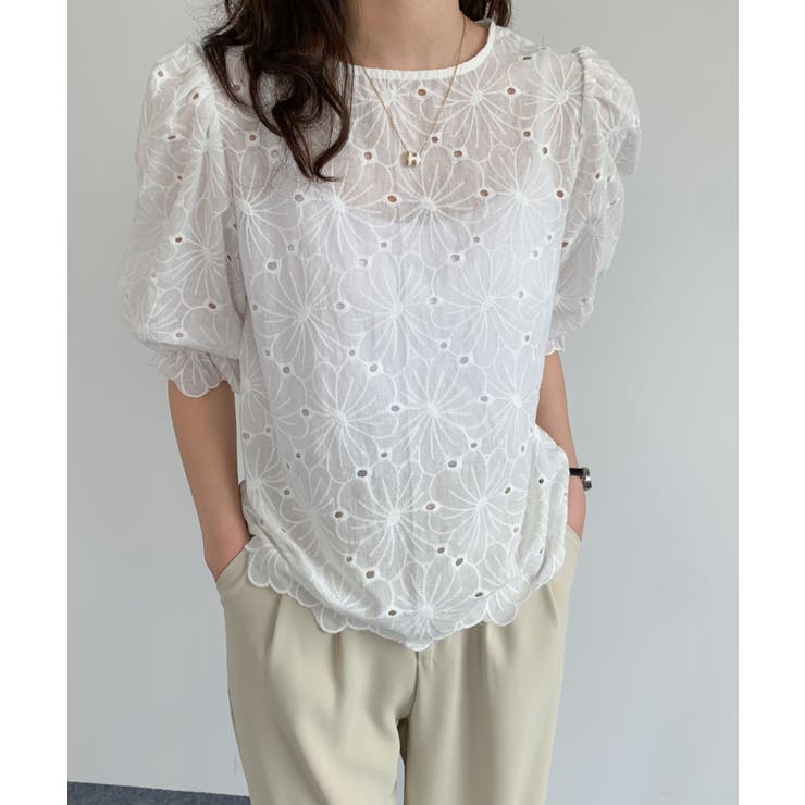 花柄カットワークレースブラウス[品番：ABIW0009588]｜ABITOKYO