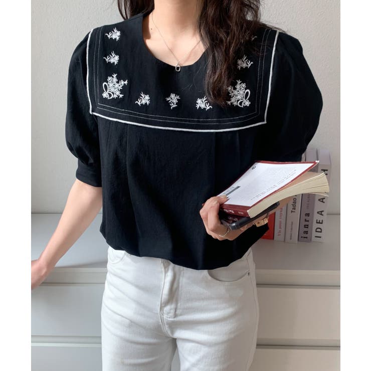 OZZON 薔薇刺繍ショートケープ　ケープ　コート　カットソー　ブラウス OZZON JAPAN / OZZONESTE薔薇