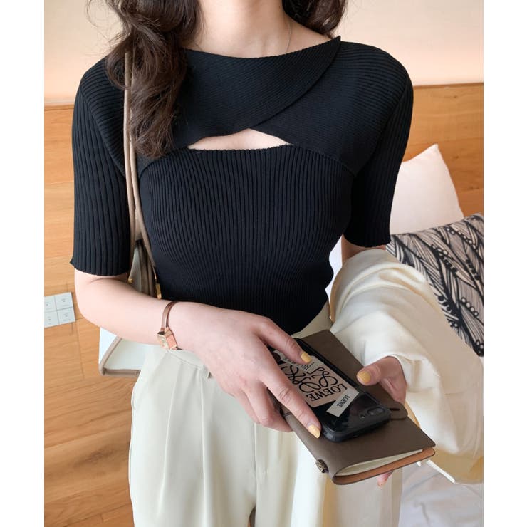 ニット セーター 2wayクロスアシメセーター レディース ElegChic ニット セーター 2wayクロスアシメセーター レディース