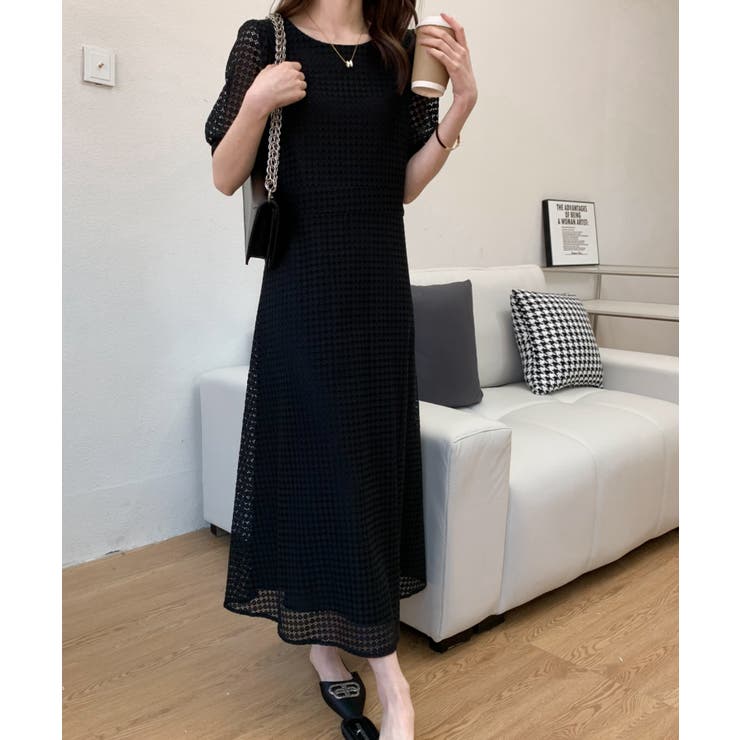 美品 etoll. アサクラ 総レース パフスリーブ バックリボン ワンピース 美品 etoll. アサクラ 総レース パフスリーブ バックリボン