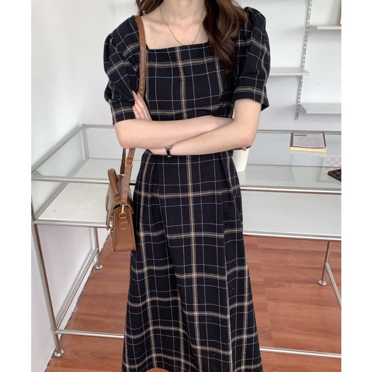 ワンピース バックリボンチェックワンピース : ZOZOTOWN Yahoo