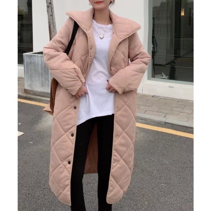 ハイネックキルティング中綿ロングコート[品番：ABIW0009859