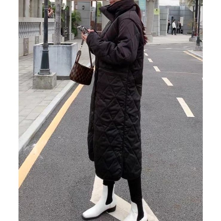 ハイネックキルティング中綿ロングコート[品番：ABIW0009859