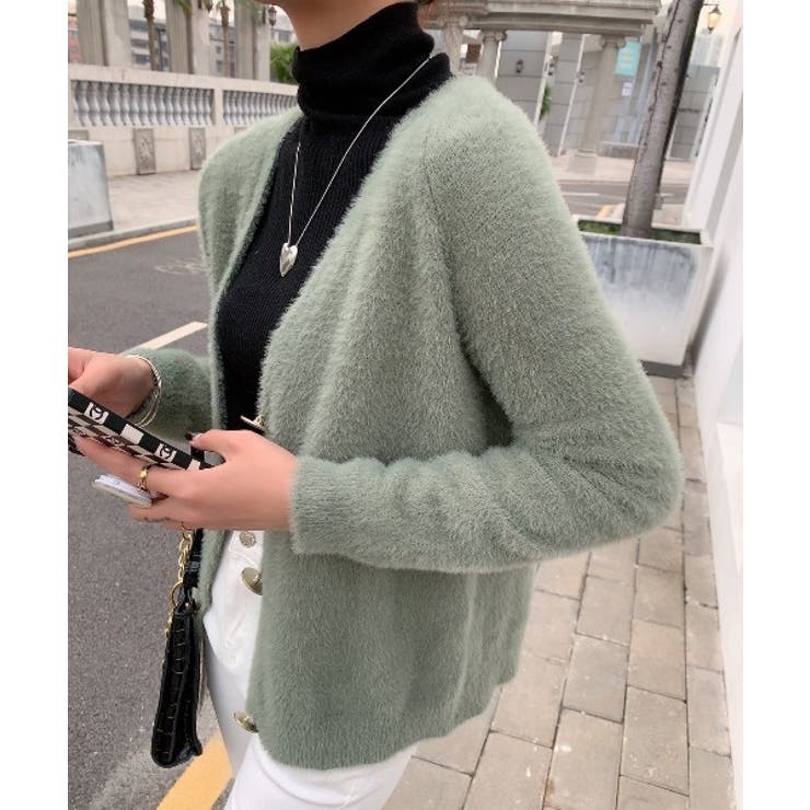 パフスリーブVネックカーディガン[品番：ABIW0009264]｜Diosfront