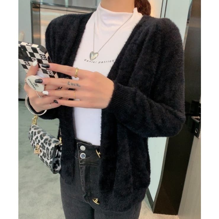 LEINWANDE ブラック パフスリーブ カーディガン Fサイズ LEINWANDE