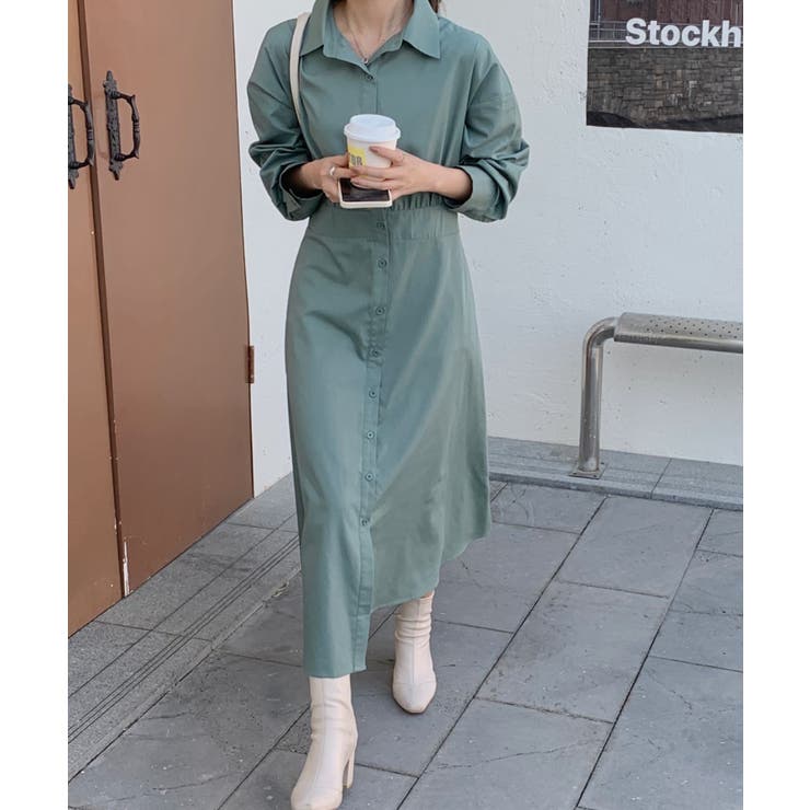 美品♡アナイ シャツワンピース マキシ丈 ベルト ウィンドウペン
