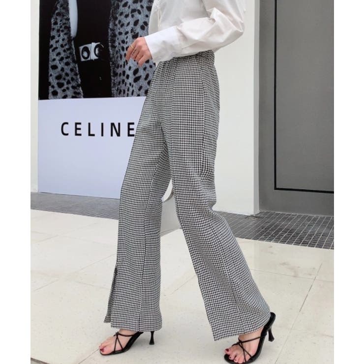 ☆千鳥柄スリットセミワイドパンツ[品番：ABIW0009252]｜ABITOKYO