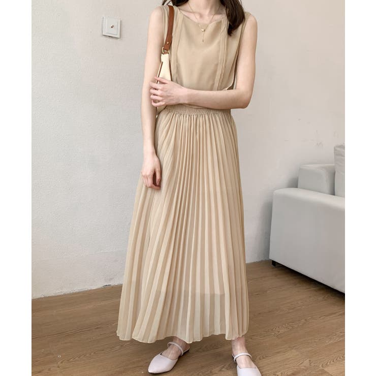 【美品】PESERICO ペゼリコ フロントタック ノースリーブ ワンピース SALE】サイドタックノースリーブワンピース/3カラー