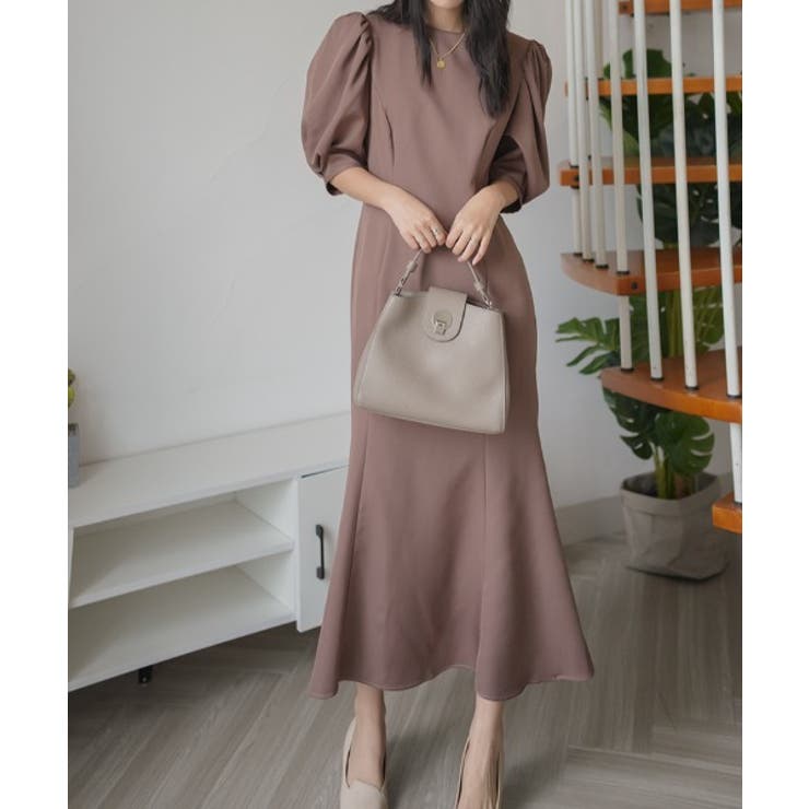 花那 バブルスリーブマーメイドワンピース　M サイズ　新品タグ付き miniministore｜花柄 ロングワンピース レディース 春夏