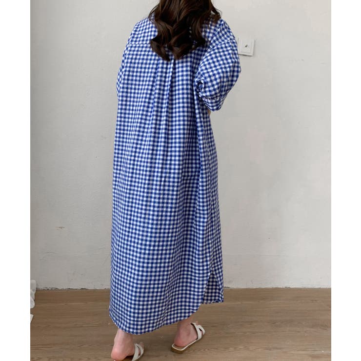 美品✨ジャスグリッティー プリーツシャツワンピース ギンガムチェック ロング ジャスグリッティーギンガムチェック プリーツロングワンピース