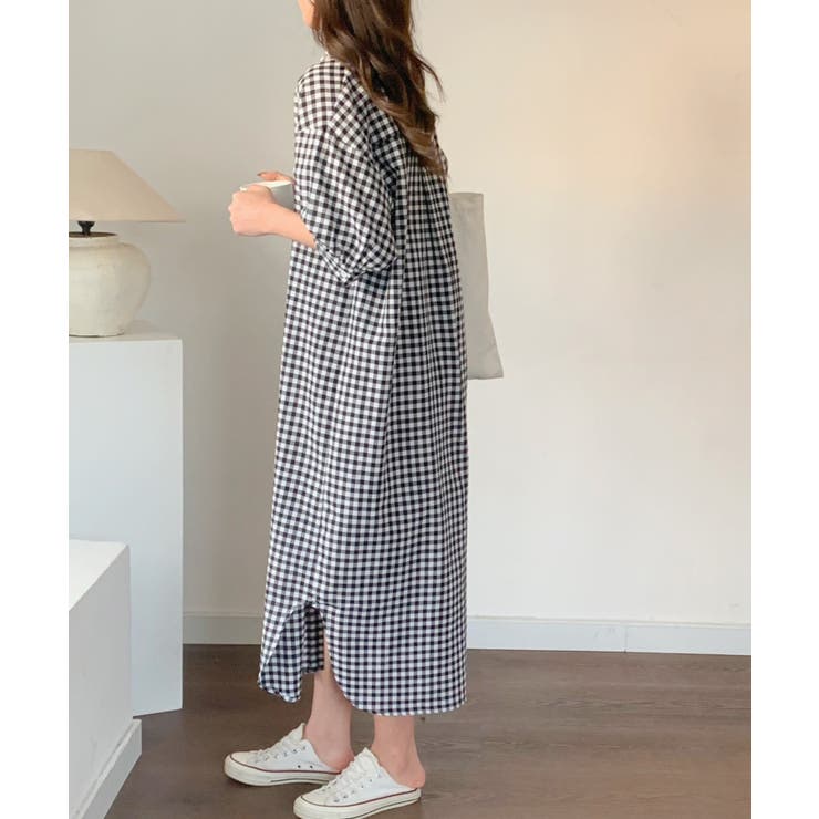 ギンガムチェックマキシ丈ローウエストワンピース。.＊ ギンガムチェックマキシ丈ローウエストワンピース。.＊ ギンガム