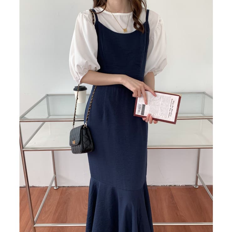 販売不可】バックリボンスリットマーメイドキャミワンピース