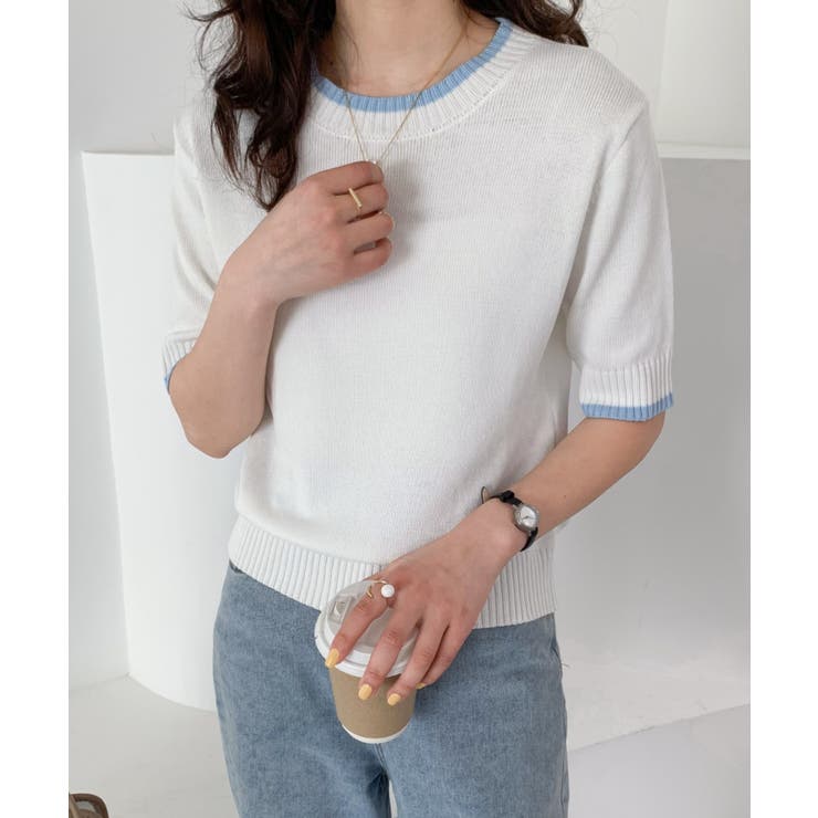 depound 半袖ニット F アイボリー 前後2way総針ニット | PROPORTION BODY DRESSING