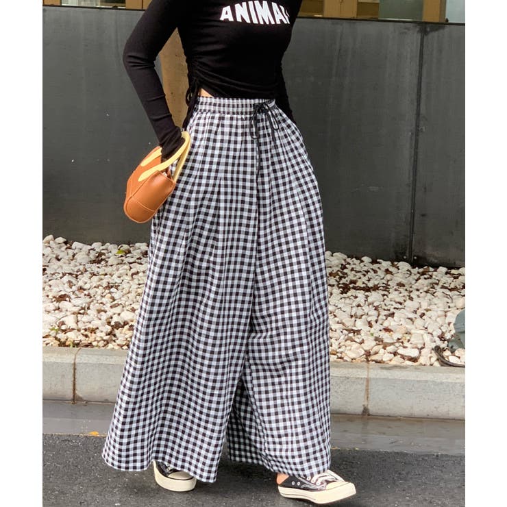 スカート見えのゆるっとワイドシルエットガウチョパンツ[品番