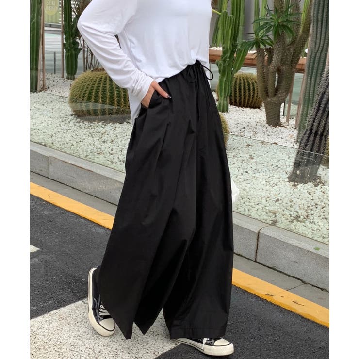 スカート見えのゆるっとワイドシルエットガウチョパンツ[品番